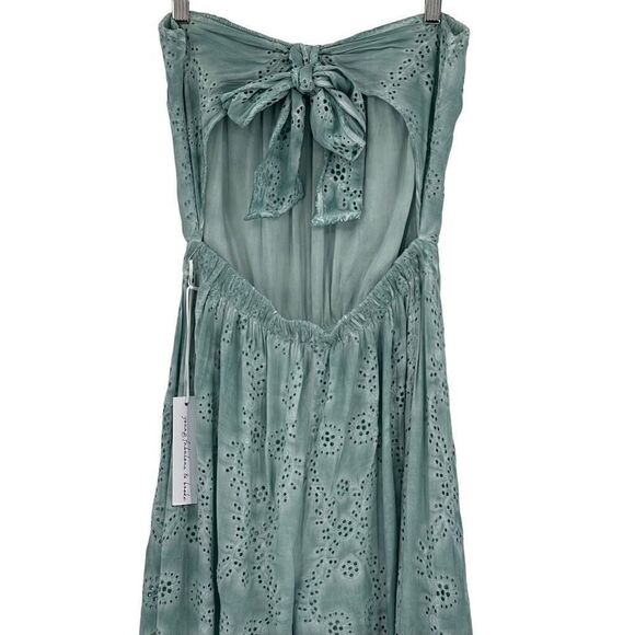 Young Fabulous & Broke Ellis Strapless Eyelet Jumpsuit Surf Blue Women Medium - Picture 8 of 12